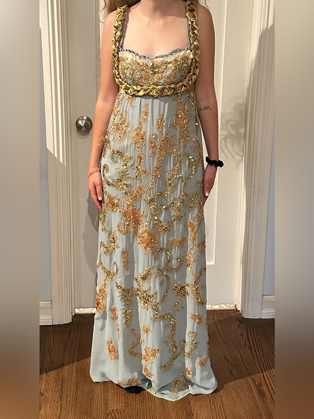 Vintage Mandalay Blue and Gold Sequins Gown- size 4 - Picture 11 of 11